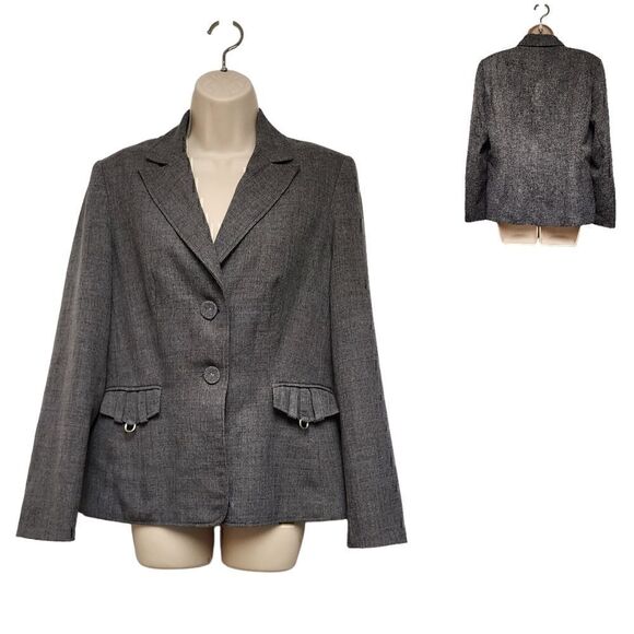 Signature By Larry Levine Single Breasted Blazer Color Gray Size 12 - Picture 1 of 6